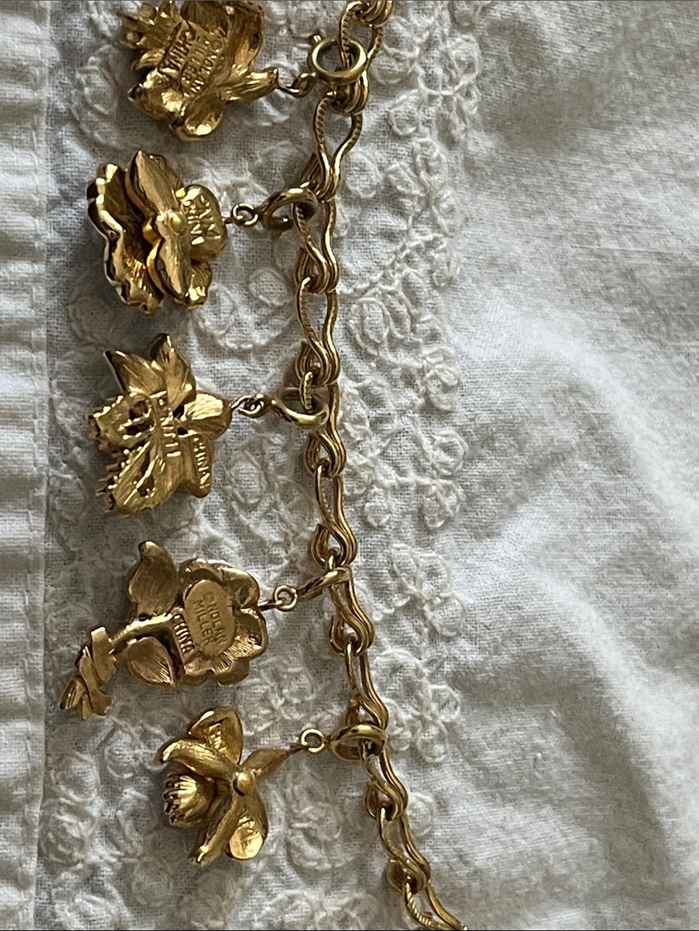 Nolan Miller charm bracelet with orchid charms - Picture 10 of 12